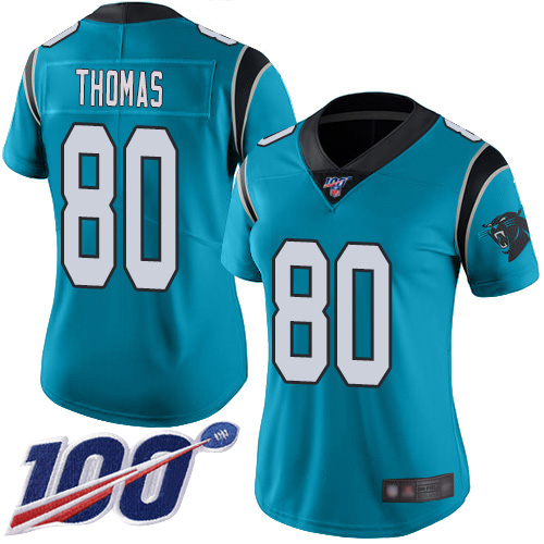 Carolina Panthers Limited Blue Women Ian Thomas Alternate Jersey NFL Football 80 100th Season Vapor Untouchable